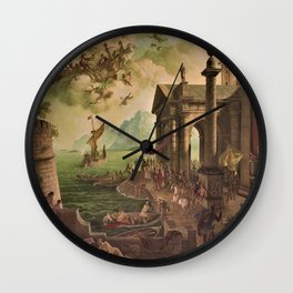 Ulysses Farewell to Penelope Seaport Landscape by Rex Whistler Wall Clock | Seaport, Rome, Vernazza, Naples, Italy, Amalfi, Painting, Positano, Monerosso, Salerno 
