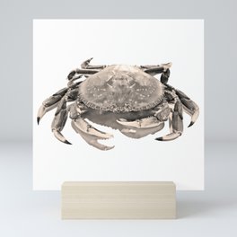 Dungeness Crab, Crab Art, Seafood, Fishing, Commercial Fishing, Alaska, Washington, Oregon, Pacific Ocean, Nautical, Wildlife, Sepia, Animal, Crustacean Mini Art Print