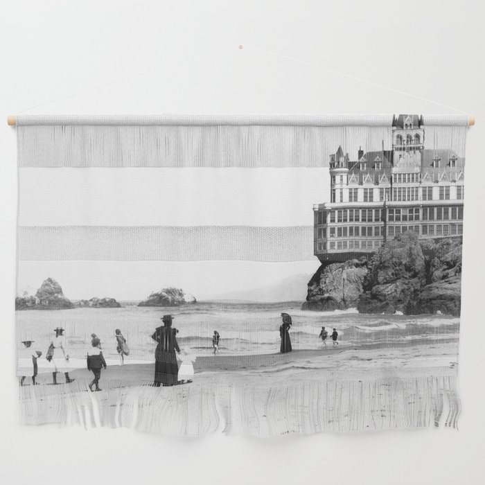 Vintage Cliff House hotel 1900s San Francisco beach Victorian black and white photograph architecture  photography  Wall Hanging