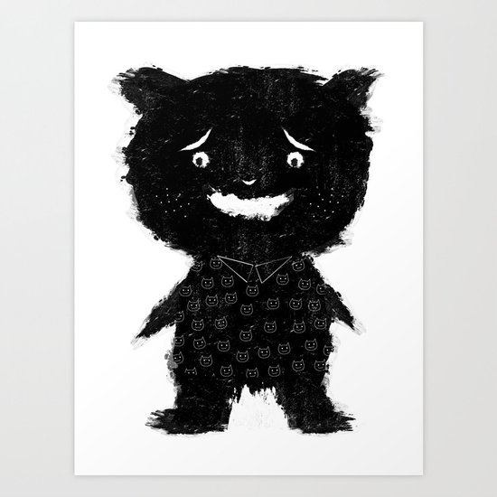 MONSTER LOVES CAT Art Print