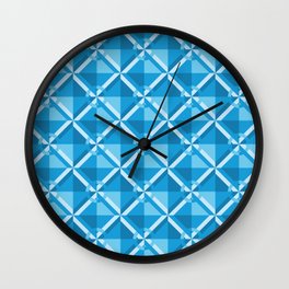 Blue square and round pattern Wall Clock