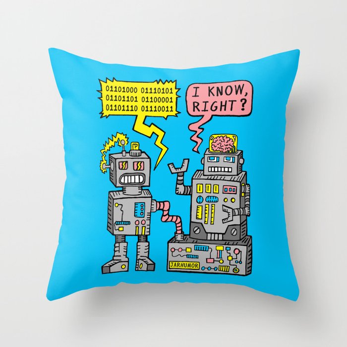 Robot Talk Throw Pillow