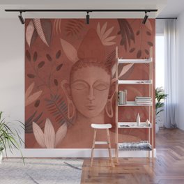 Buddha in a pink jungle Wall Mural