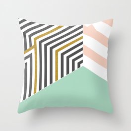 Mint&Gold Room Throw Pillow | Pink, Golden, Digital, Pastelcolors, Scandinavian, Sparkling, Scandi, Geometry, Gold, Black And White 