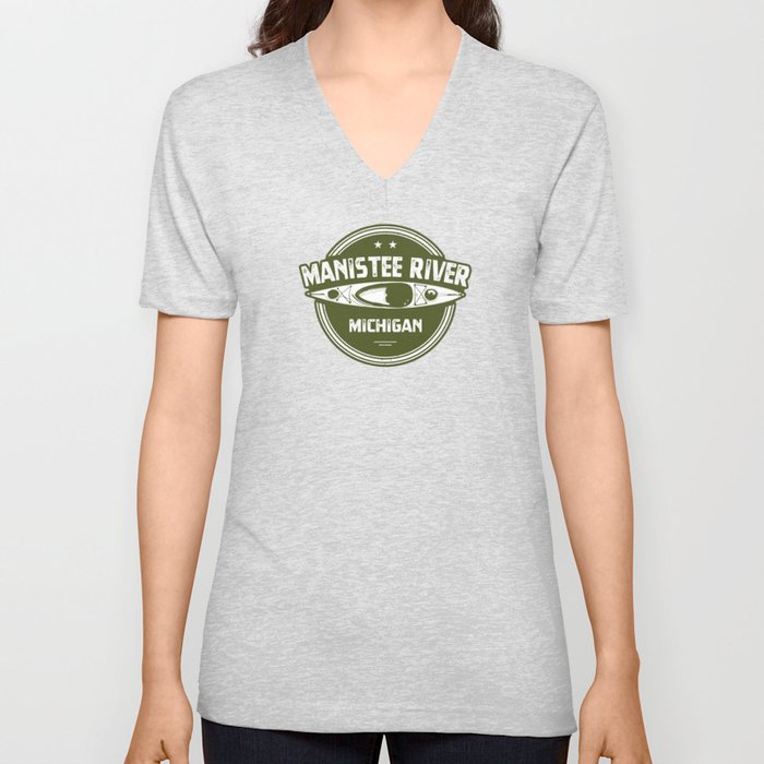 Manistee River Michigan V Neck T Shirt