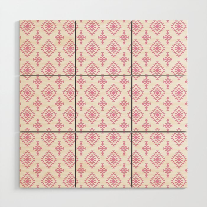 Pink Native American Tribal Pattern Wood Wall Art