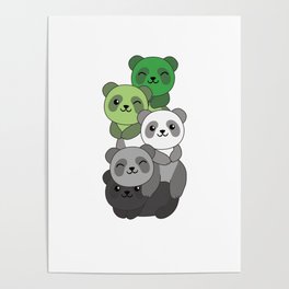 Aromantic Flag Pride Lgbtq Cute Panda Pile Poster