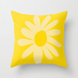 Summer Happy Bright Yellow Daisy Minimalist Scandinavian Style Throw Pillow