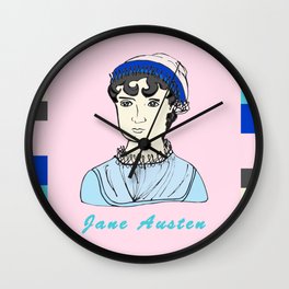 Jane Austen - hand-drawn portrait Wall Clock