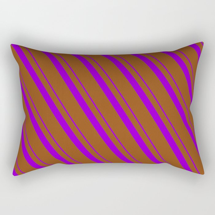 Dark Violet and Brown Colored Striped/Lined Pattern Rectangular Pillow