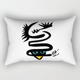 Abstract Snake Bird Minimal Style Line in Black and White and Color Rectangular Pillow
