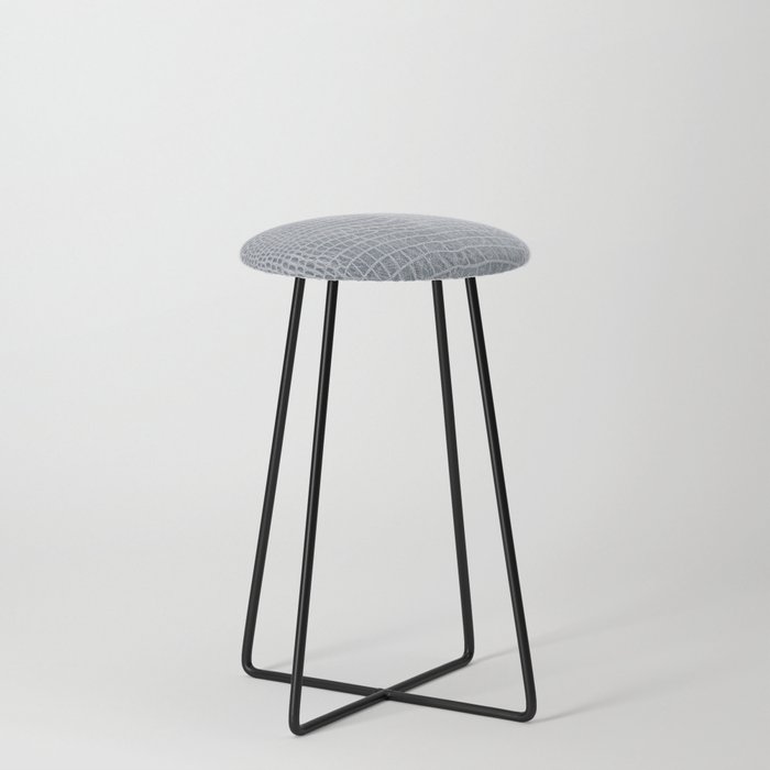 Snake Skin Silver Grey Color Counter Stool