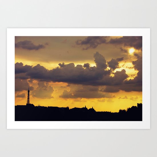 Sunset over Paris Art Print