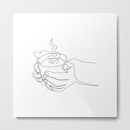 Hand with Glass Metal Print | Baristaart, Kitchenroomdecor, Coffeemerch, Kitchenwallart, Foodlinedrawing, Drawing, Kitchenlineart, Kitchendrawing, Coffeedrawing, Coffeeart 