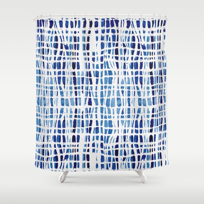 Shibori Braid Indigo Blue And White Shower Curtain By Shibori Braid Indigo Blue And White Shower Curtain