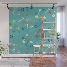 Mid Century Modern Atomic Age Pattern Turquoise Wall Mural