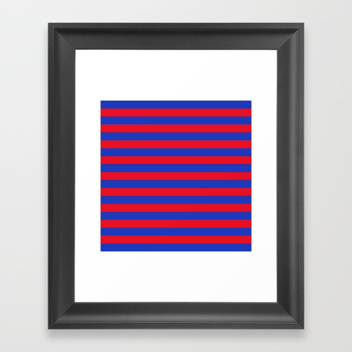 Blue and Red Stripes Framed Art Print