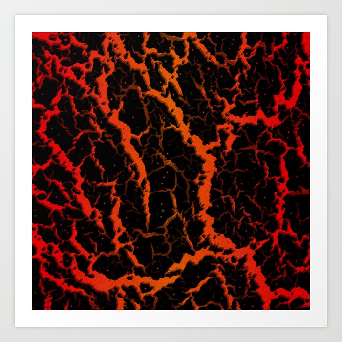 Cracked Space Lava - Red/Orange Art Print