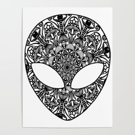 Alien Mushroom Mandala Poster
