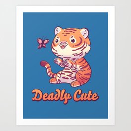 Deadly Cute Tiger // Kawaii, Big Cat, Animals Art Print