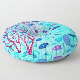 Watercolor Under the Sea Floor Pillow