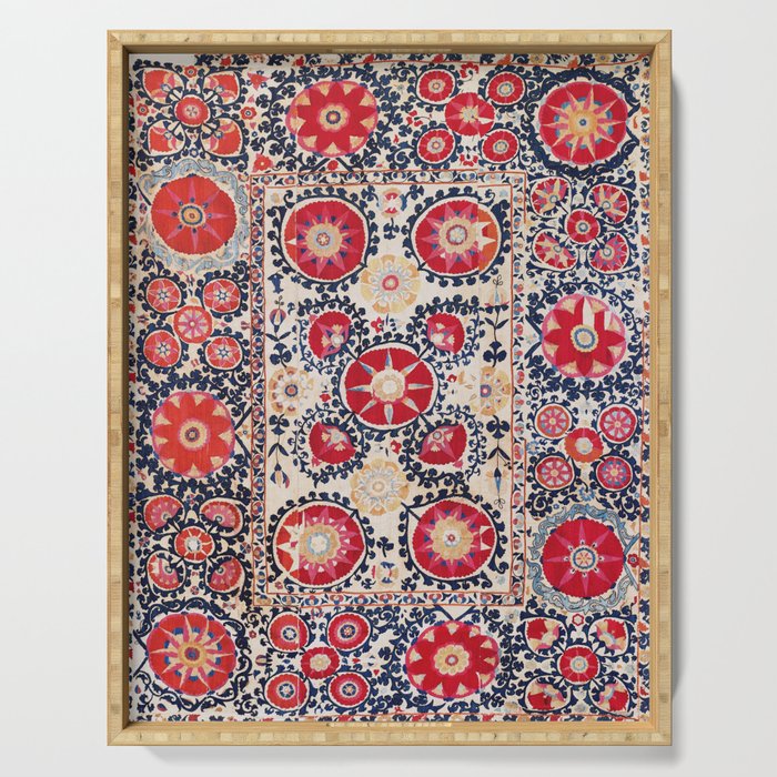 Shakhrisyabz Suzani Southwest Uzbekistan Embroidery Print Serving Tray