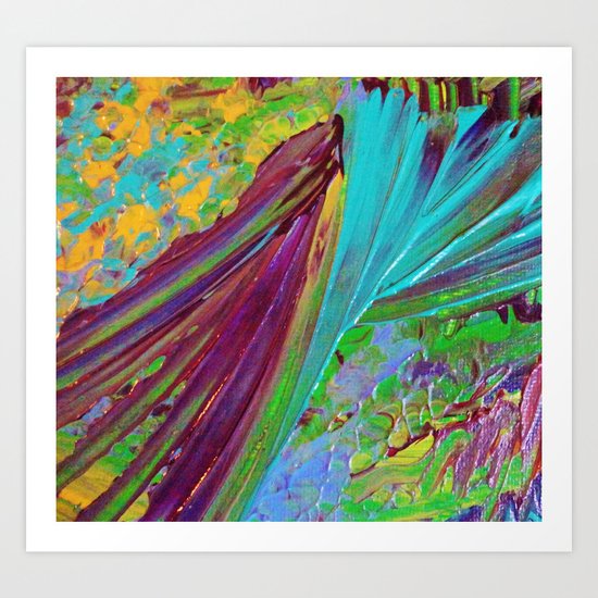 COLOR CHAOS Wild Vibrant Colorful Abstract Acrylic Painting Lime Green Plum Purple Gift Art Decor Art Print