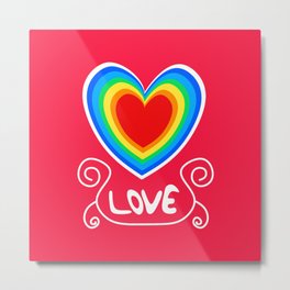 Love Heart Rainbow Vintages Metal Print