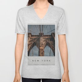 Brooklyn Bridge in New York City V Neck T Shirt