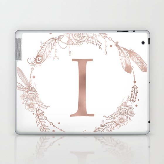 Letter I Rose Gold Pink Initial Monogram Laptop Ipad Skin By Naturemagick Society6