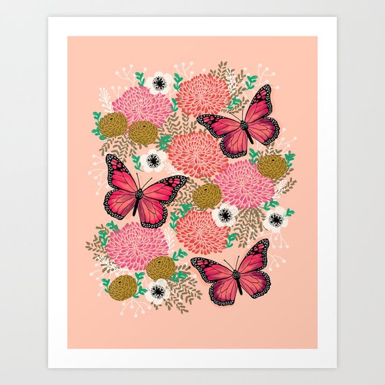 Monarch Florals by Andrea Lauren Art Print