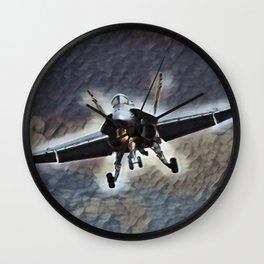 F-18 Short Landing In Slumber Wall Clock | Fighter, Jetplane, Airshow, Military, F18, Demonstration, Aircraft, Airplane, Aeroplane, Painting 