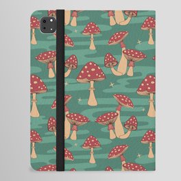 Fly Agaric, Magic Mushroom Pattern, Blue, Red iPad Folio Case