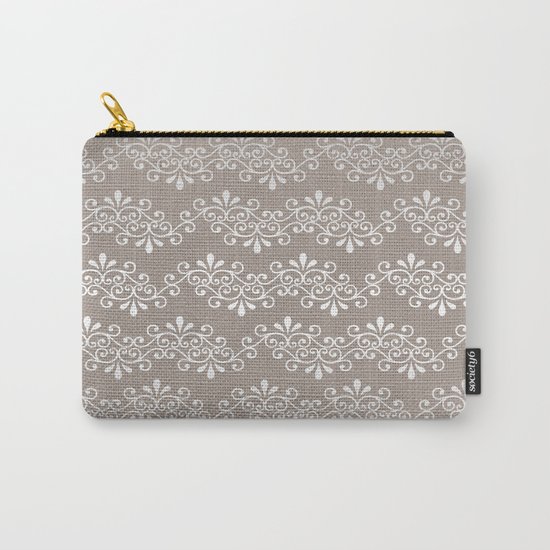 Lace on Burlap Carry-All Pouch