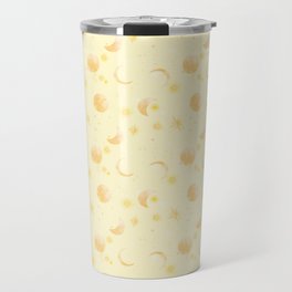 Moon and Stars in the Sky / Gold Yellow / Glowing in the dark / Universe Galaxy Astrology Travel Mug