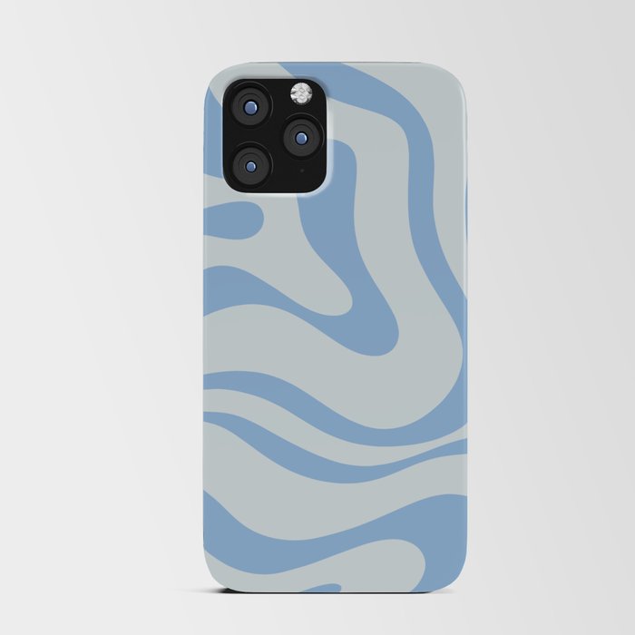 Soft Liquid Swirl Abstract Pattern Square in Powder Blue iPhone Card Case
