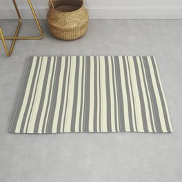 [ Thumbnail: Gray & Beige Colored Striped/Lined Pattern Rug ]