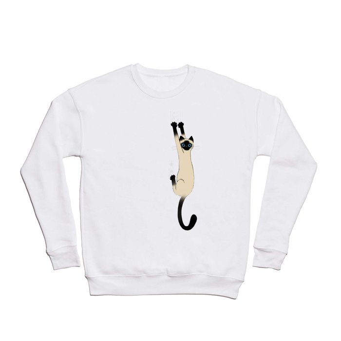 Siamese Cat Hanging On Crewneck Sweatshirt