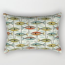 Vintage Color Block Fish Rectangular Pillow