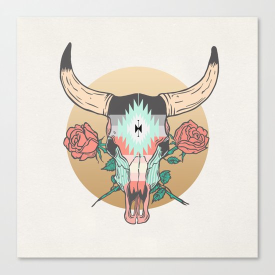 cráneo de vaca Canvas Print