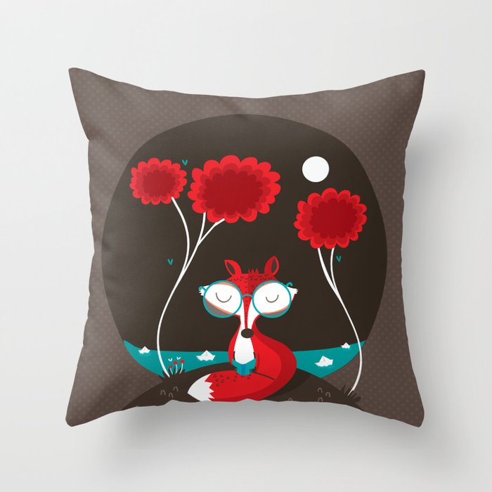 About a red fox Throw Pillow