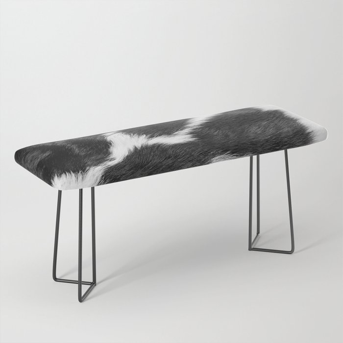 Modern Minimal Cowhide in Black and White Bench