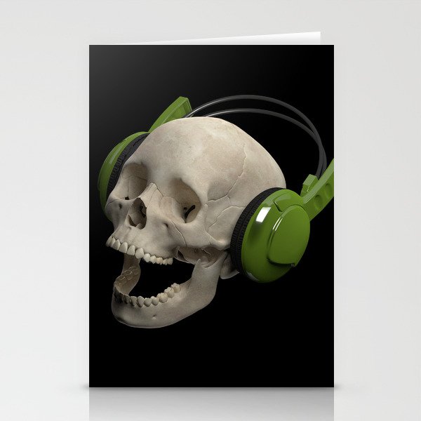 Skull is enjoying the music Stationery Cards