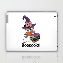 Halloween funny cute ghost reading books Laptop Skin