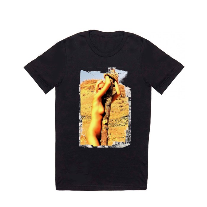 Roped blond girl, Nude Sexy Woman Naked Erotic Art Print T Shirt