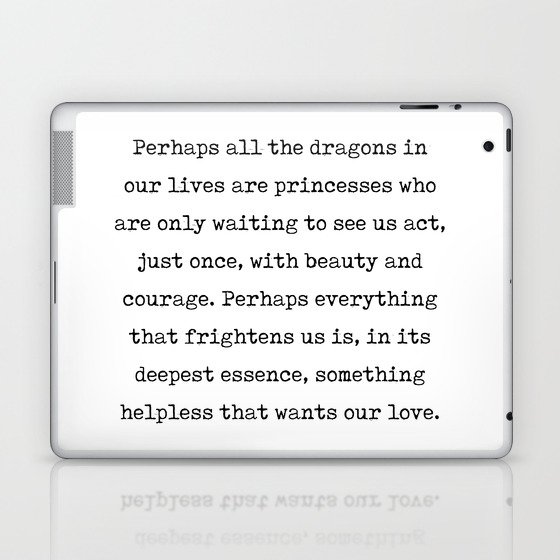 Beauty, Courage and Love - Rainer Maria Rilke Quote - Typewriter Print 1 Laptop & iPad Skin