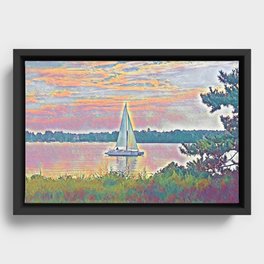 Summer Catamaran Swirl Framed Canvas