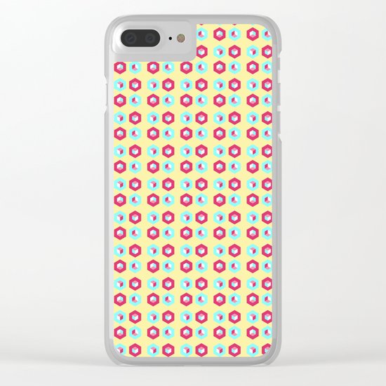 Pink and blue unidimensional cubes Clear iPhone Case