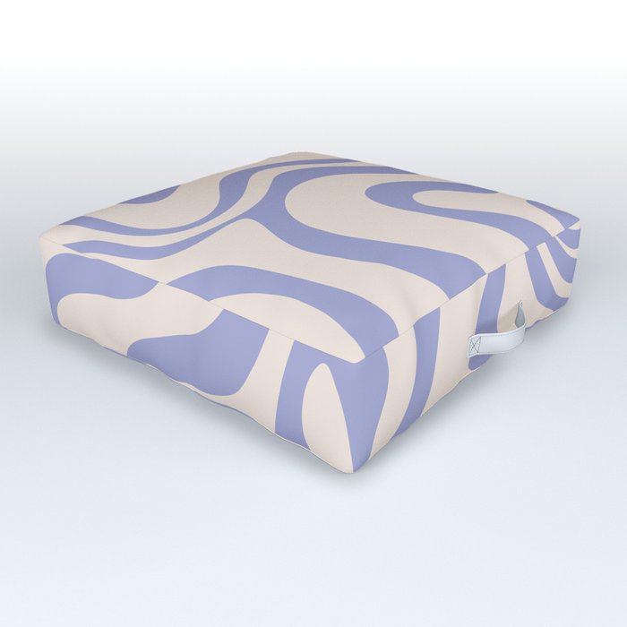 Liquid Swirl Retro Abstract Pattern 4 in Light Periwinkle Purple Outdoor Floor Cushion