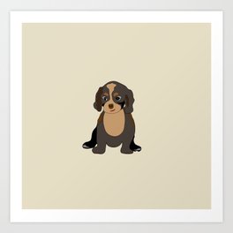 Cute Cavalier King Charles Spaniel puppy - Black and tan Art Print